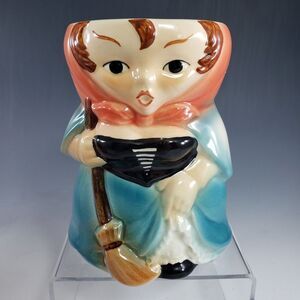 Witch Beer Stein RARE Porcelain LG Mug Goebel Broom VTG Gretel Halloween Germany